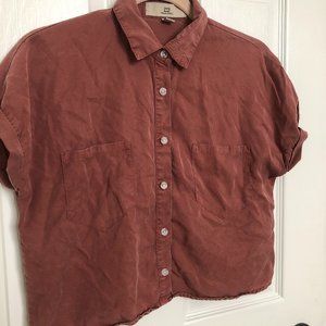 Thread & Supply Short Sleeved Button Down Crop Top